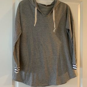 Pink blush maternity tunic hoodie w striped cuffs